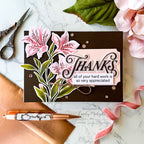 Simon Says Stamp Embossing Folder Alstroemeria Blooms sf614 Every Happiness Emily Midgett Pink Floral Card