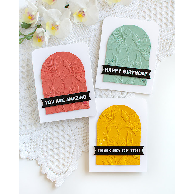 Simon Says Stamp Embossing Folder Alstroemeria Blooms sf614 Every Happiness Heather Hoffman Simple Embossed Card Set | color-code:ALT06