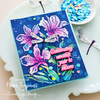 Simon Says Stamp Embossing Folder Alstroemeria Blooms sf614 Every Happiness Nina-Marie Trapani Flowers and Dragonfly Birthday Card | color-code:ALT03