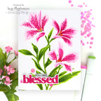 Simon Says Stamp Embossing Folder Alstroemeria Blooms sf614 Every Happiness Suzy Plantamura Pink Floral Blessed Card