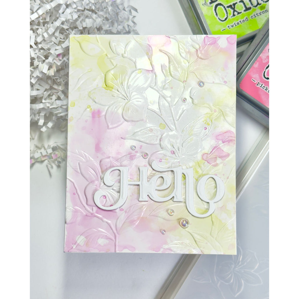 Simon Says Stamp Embossing Folder Apple Blossoms sf606 In My Heart Hello Card