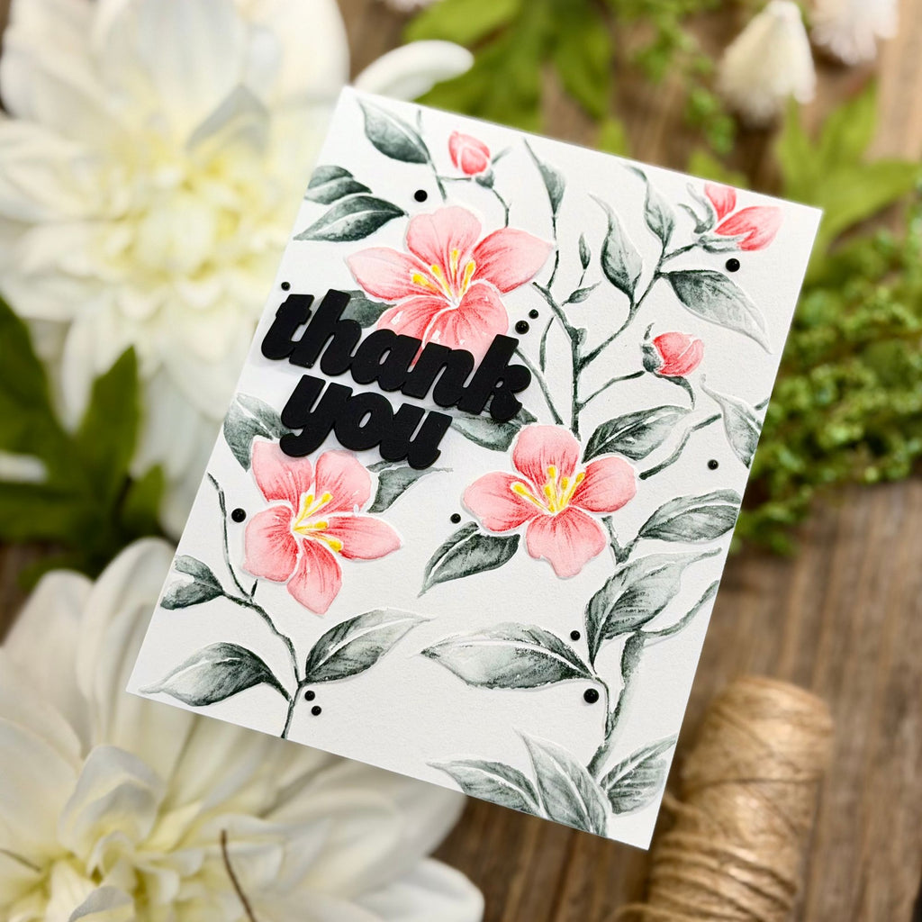 Simon Says Stamp Embossing Folder Apple Blossoms sf606 In My Heart Thank You Card