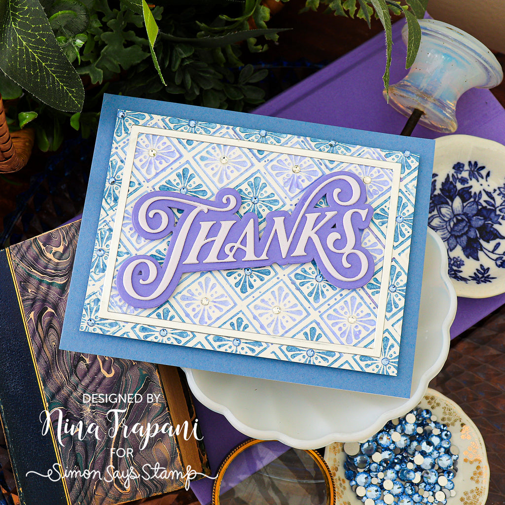Simon Says Stamp Embossing Folder Bedazzled sf617 Nina-Marie Trapani Tiled Thanks Card
