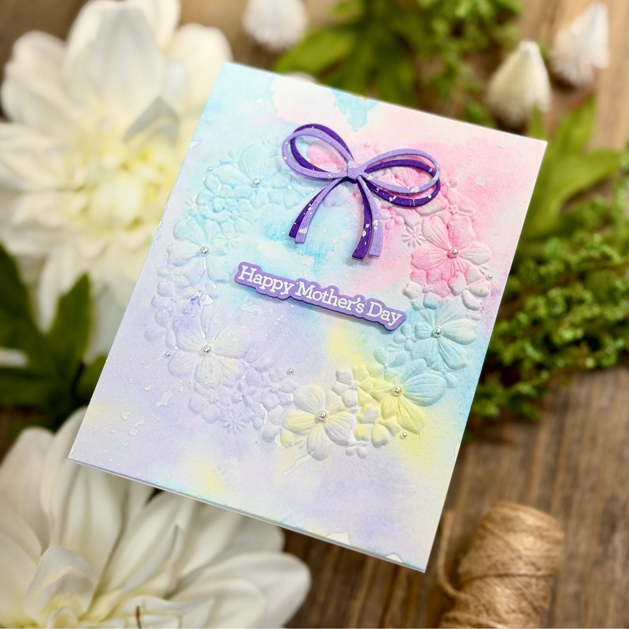 Simon Says Stamp Embossing Folder Blooming Wreath sf620 In My Heart Happy Mother's Day Card