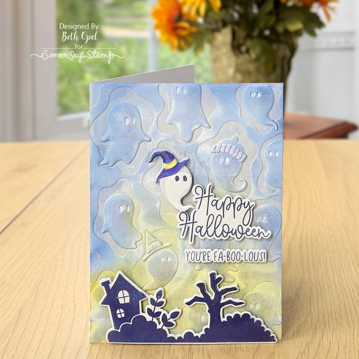 Simon Says Stamp Embossing Folder Boo Crew sf668 Halloween Ghost Card Beth Opel