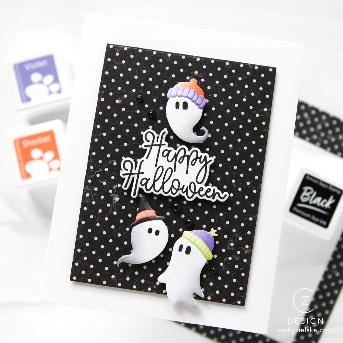 Simon Says Stamp Embossing Folder Boo Crew sf668 Halloween Ghost Card Cathy Zielske