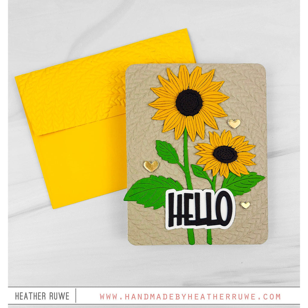 Simon Says Stamp Embossing Folder Circle Braids sf616 Every Happiness Heather Ruwe Sunflower Hello Card