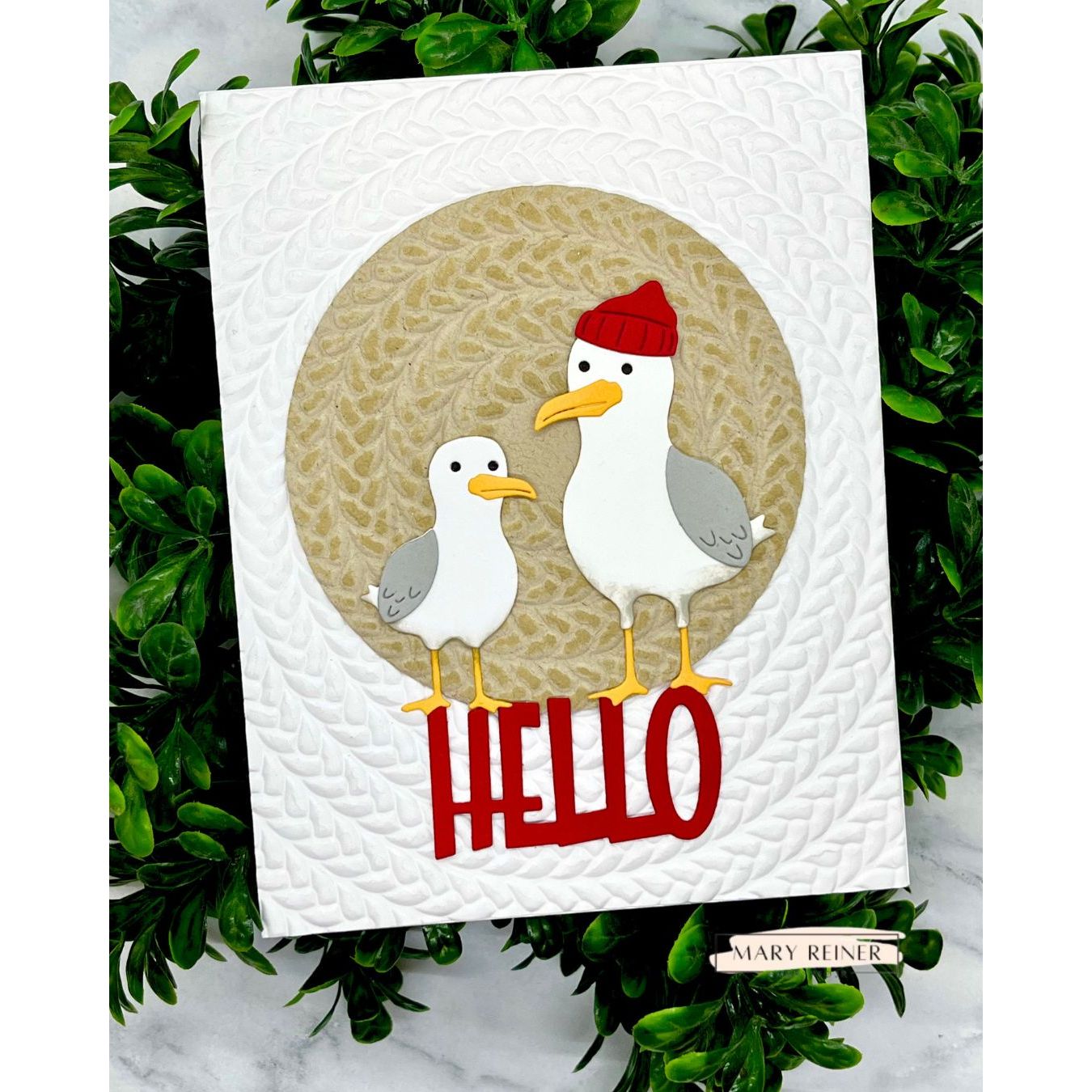 Simon Says Stamp Embossing Folder Circle Braids sf616 Every Happiness Mary Reiner Seagulls Hello Card