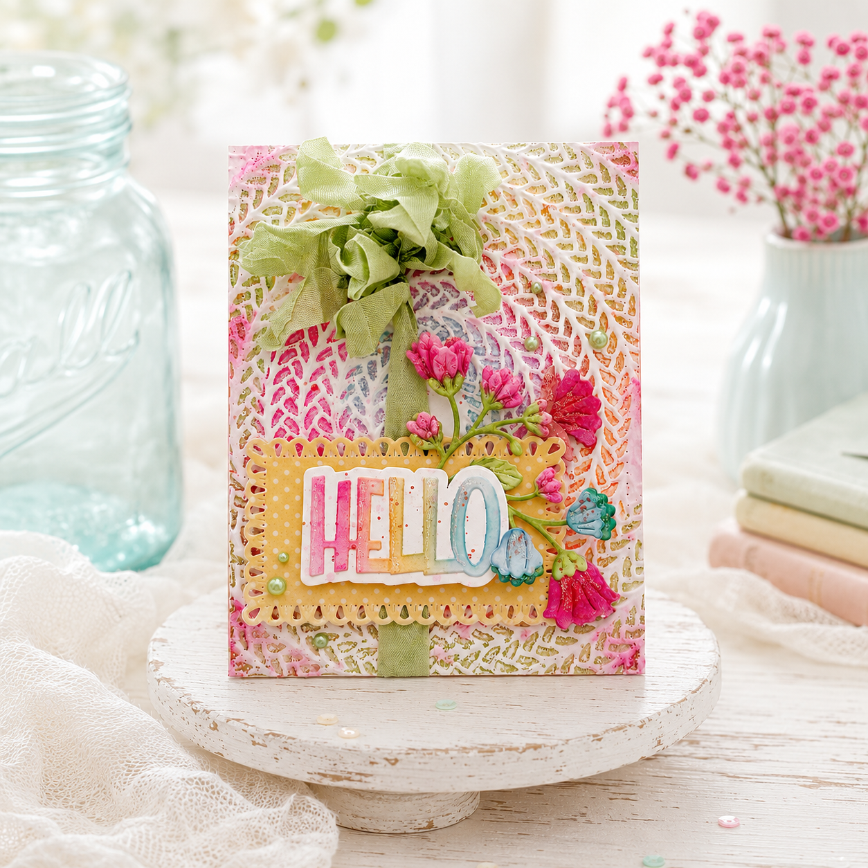 Simon Says Stamp Embossing Folder Circle Braids sf616 Every Happiness Melissa Phillips Shabby Hello Card