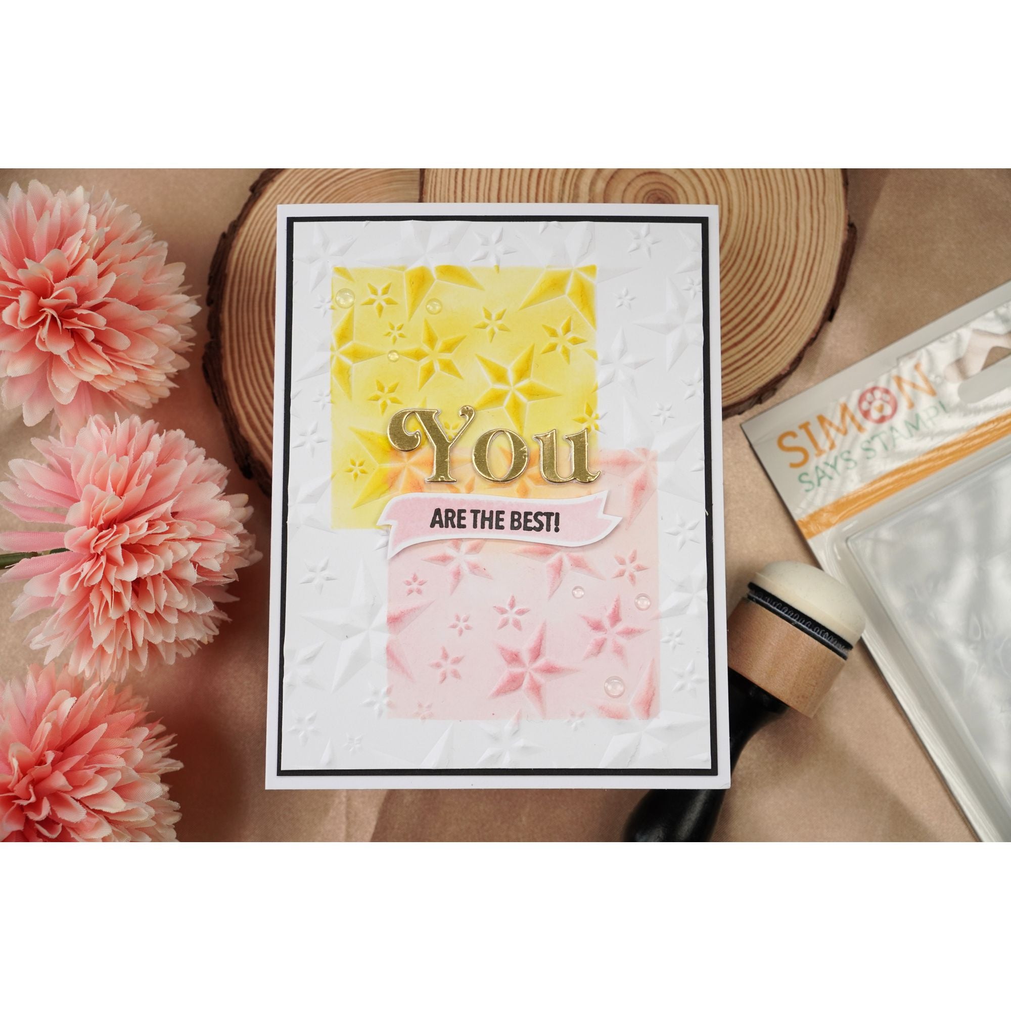 Simon Says Stamp Embossing Folder Crystal Stars sf615 Always There You are the Best Card Natasha Foote