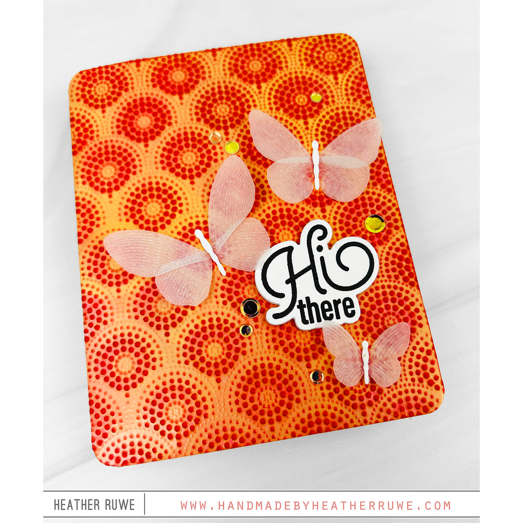 Simon Says Stamp Embossing Folder Dibble Tile sf319 Splendor Orange Hi There Card Heather Ruwe | color-code:ALT07