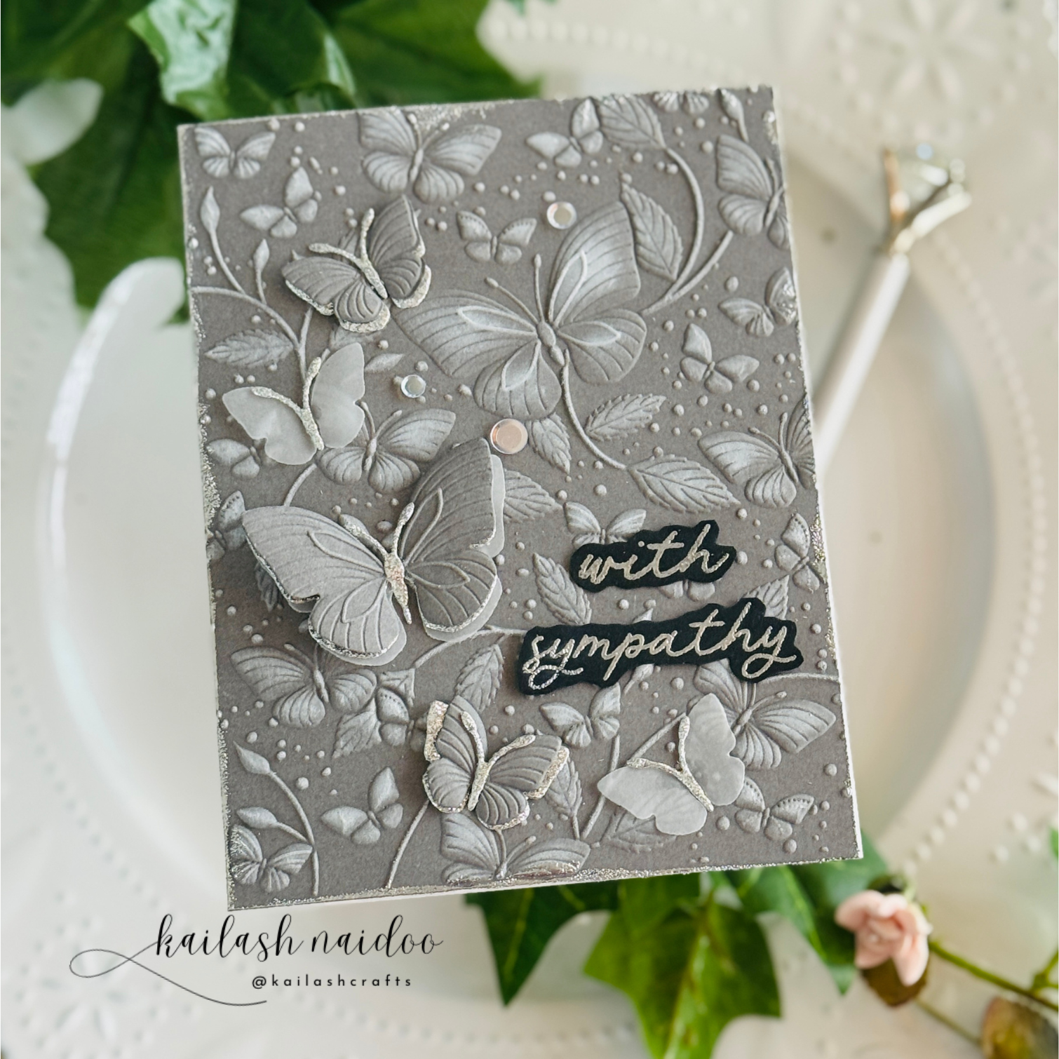 Simon Says Stamp Embossing Folder Dies and Stencils Butterfly Escapade set1216be I Want It All Sympathy Card