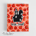 Simon Says Stamp Embossing Folder, Dies, and Stencils Glowing Jack O Lanterns set1370gj Mindy Eggen Pumpkins and Haunted House Halloween Card | color-code:ALT02