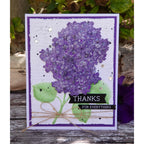 Simon Says Stamp Embossing Folder Dies and Stencils Gorgeous Hydrangea set1256gh Always There Purple Thanks Card Lorraine Aquilina