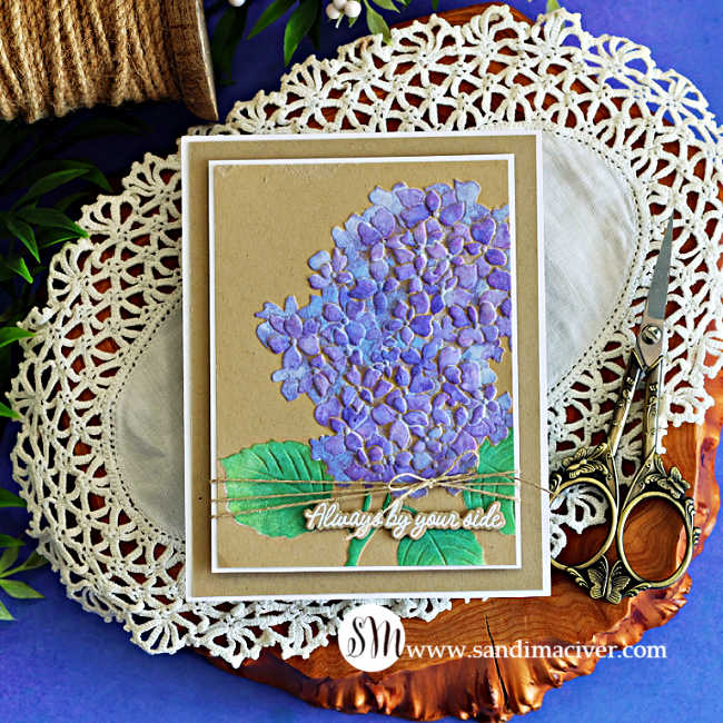 Simon Says Stamp Embossing Folder Dies and Stencils Gorgeous Hydrangea set1256gh Always There Sandi MacIver By Your Side Card