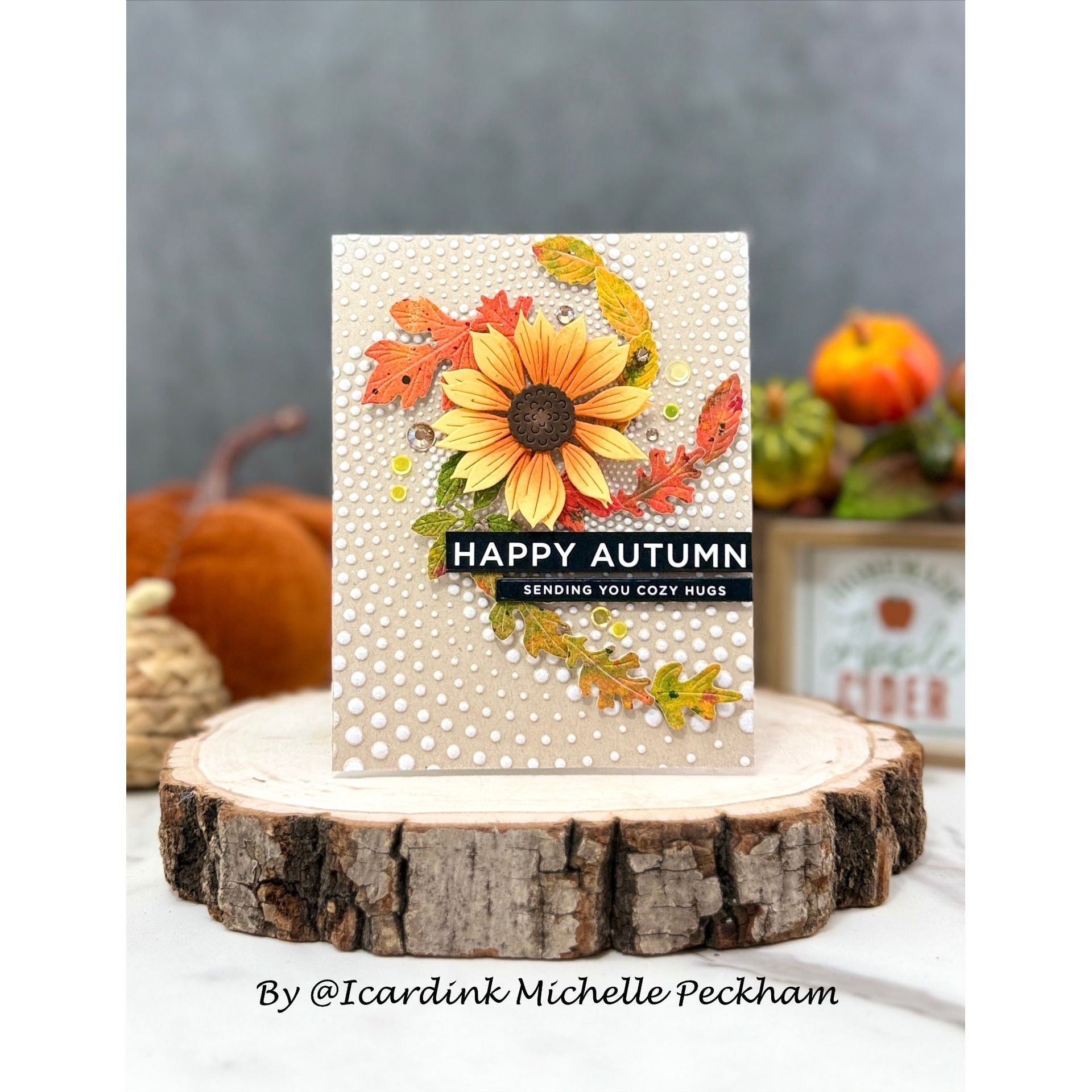 Simon Says Stamp Embossing Folder Dotted Spiral sf477 STAMPtember Autumn Card Michelle Peckham