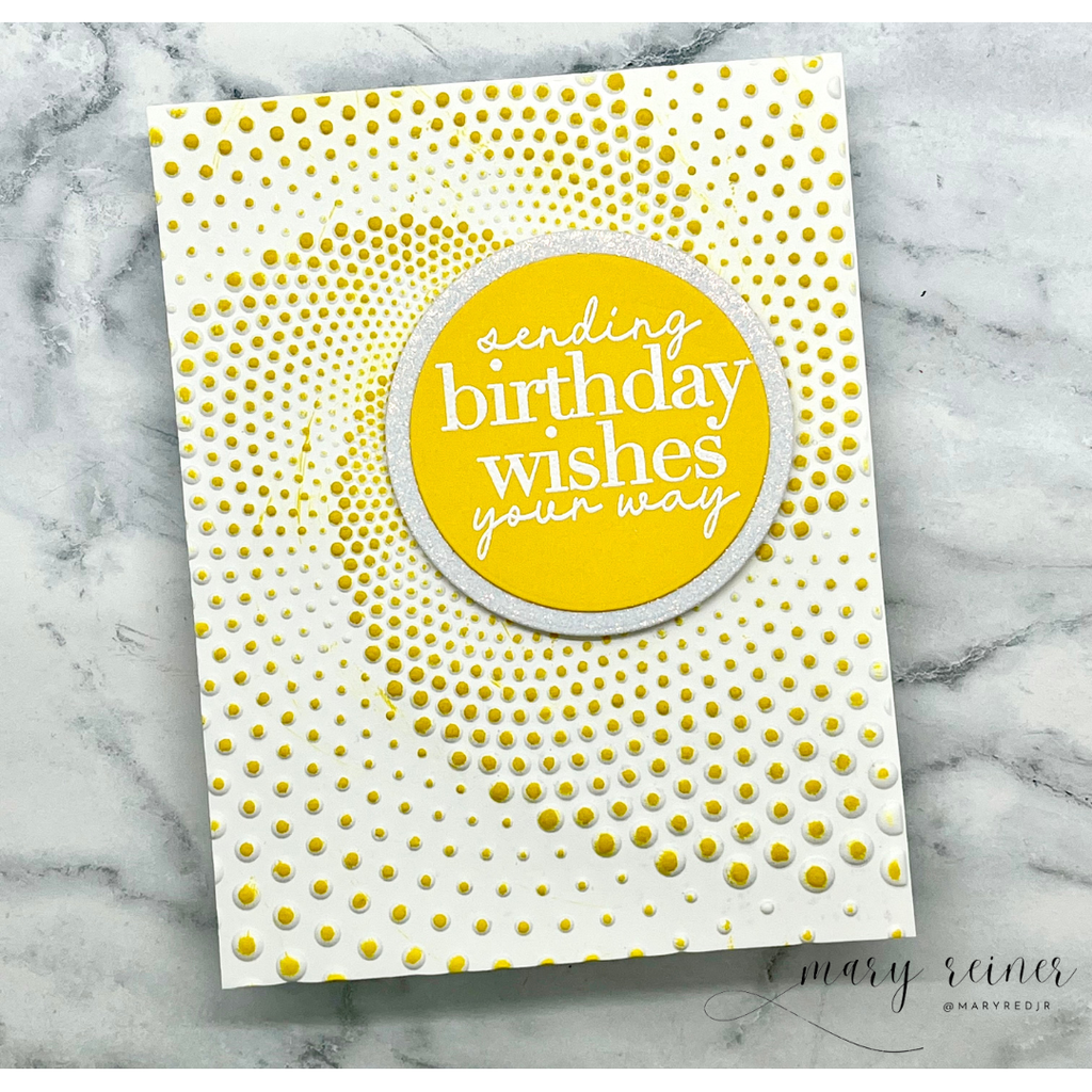 Simon Says Stamp Embossing Folder Dotted Spiral sf477 STAMPtember Birthday Card Mary Reiner