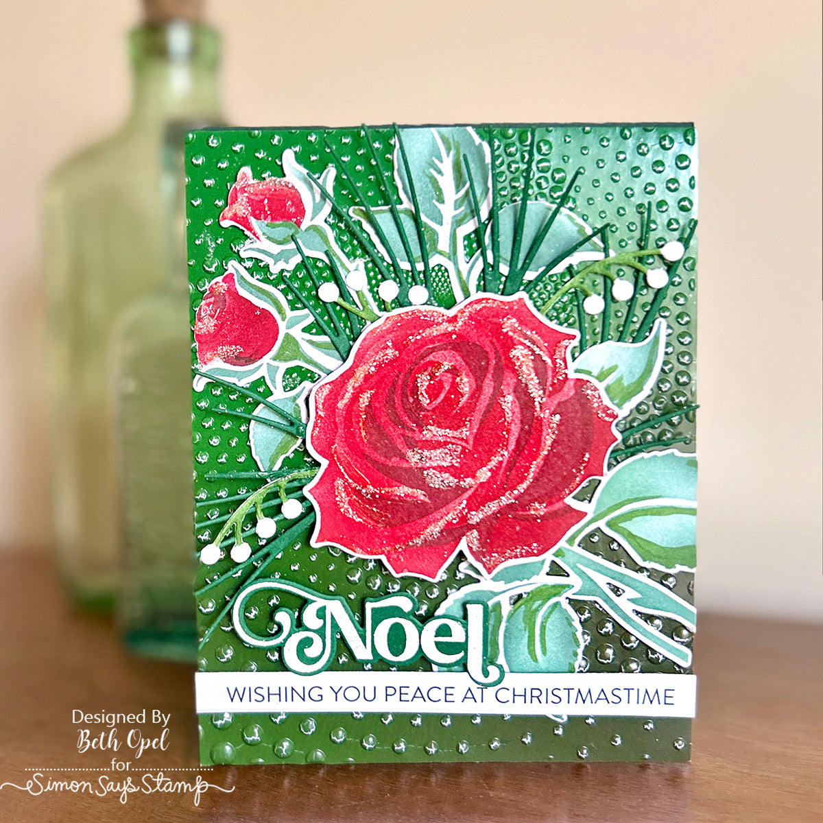 Simon Says Stamp Embossing Folder Dotted Spiral sf477 STAMPtember Christmas Card Beth Opel