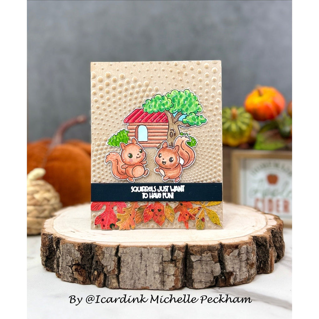 Simon Says Stamp Embossing Folder Dotted Spiral sf477 STAMPtember Friend Card Michelle Peckham