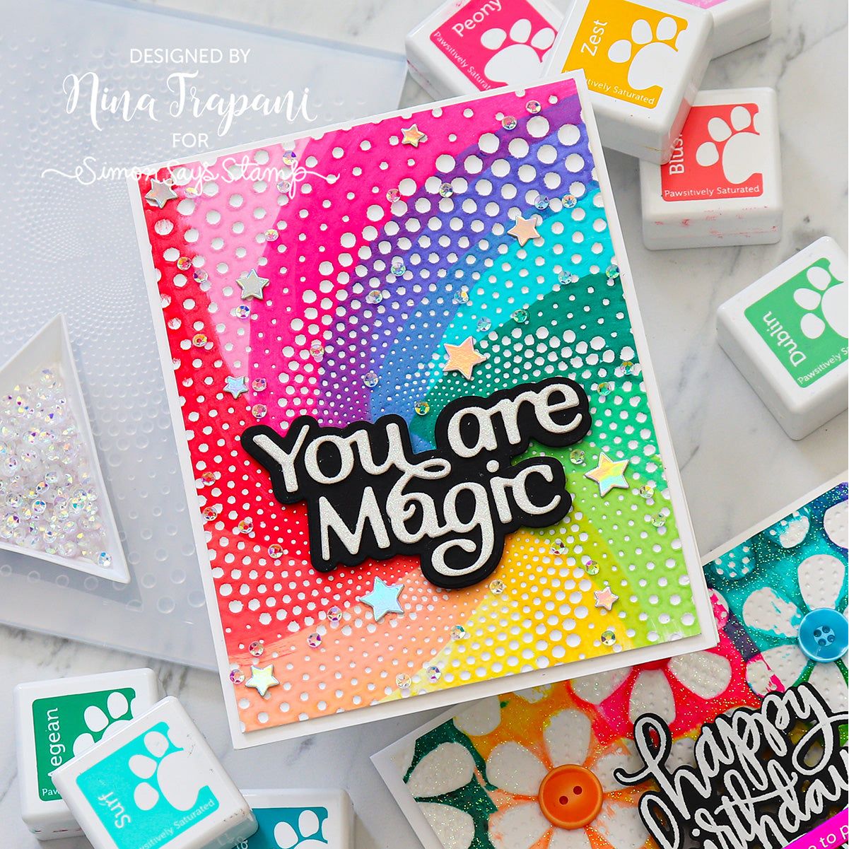 Simon Says Stamp Embossing Folder Dotted Spiral sf477 STAMPtember Friend Card Nina Trapani | color-code:ALT02