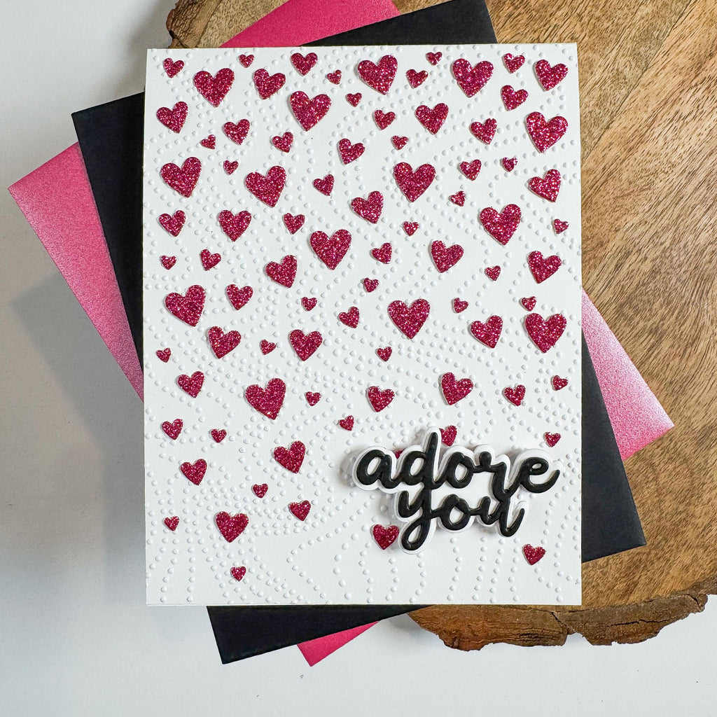 Simon Says Stamp Embossing Folder Dotty Contour sf530 Shine On Falling Hearts Adore You Card Kristin Sluhan