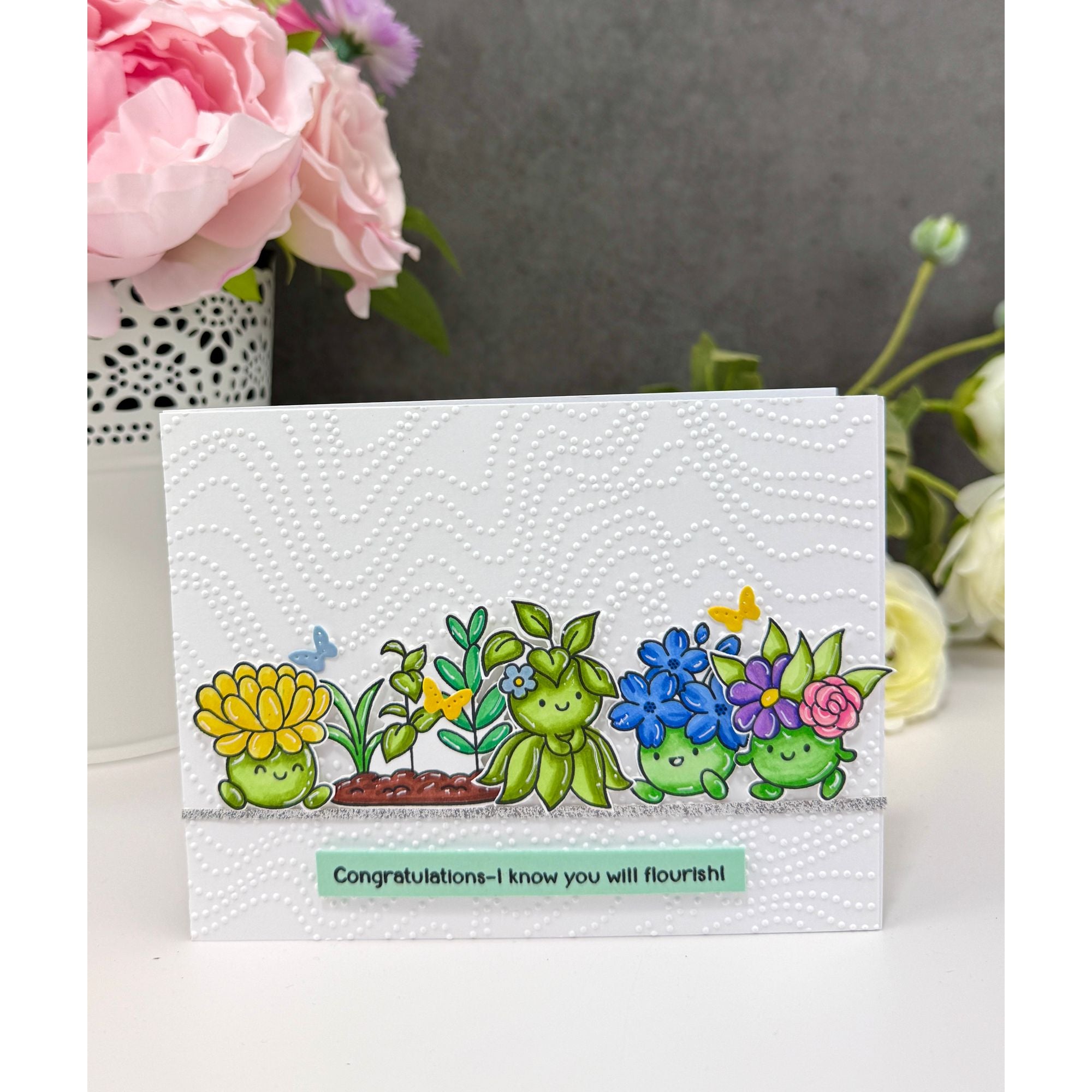 Simon Says Stamp Embossing Folder Dotty Contour sf530 Shine On You Will Flourish Card Michelle Peckham