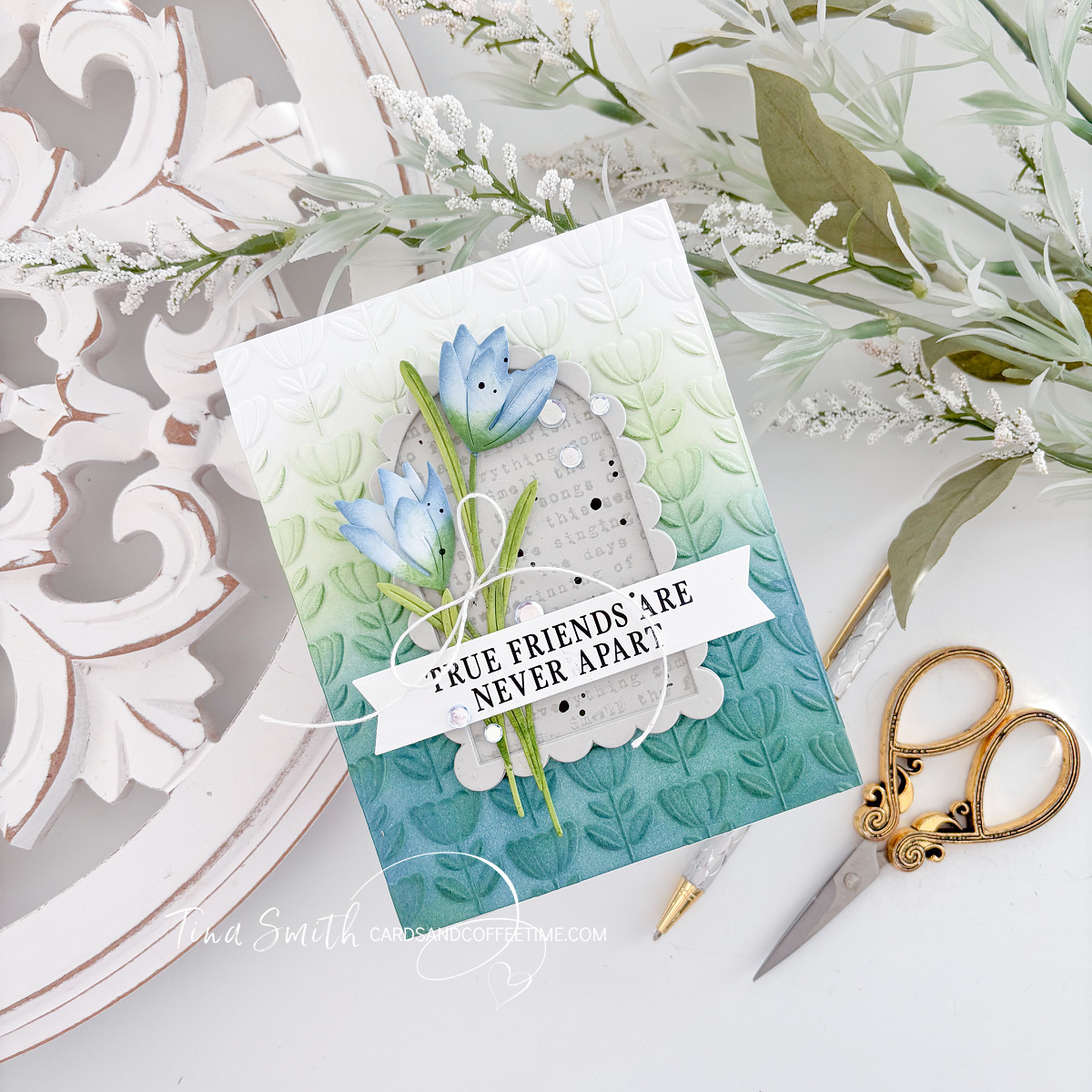 Simon Says Stamp Embossing Folder Everlasting Flowers sf623 In My Heart Friend Card Tina Smith | color-code:ALT01