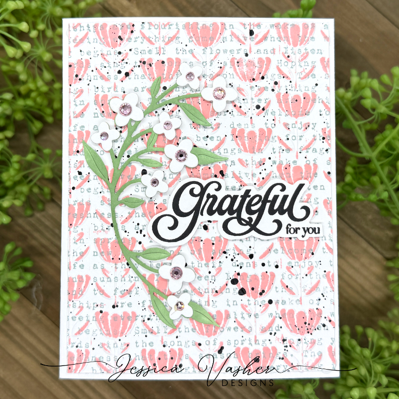 Simon Says Stamp Embossing Folder Everlasting Flowers sf623 In My Heart Grateful Card
