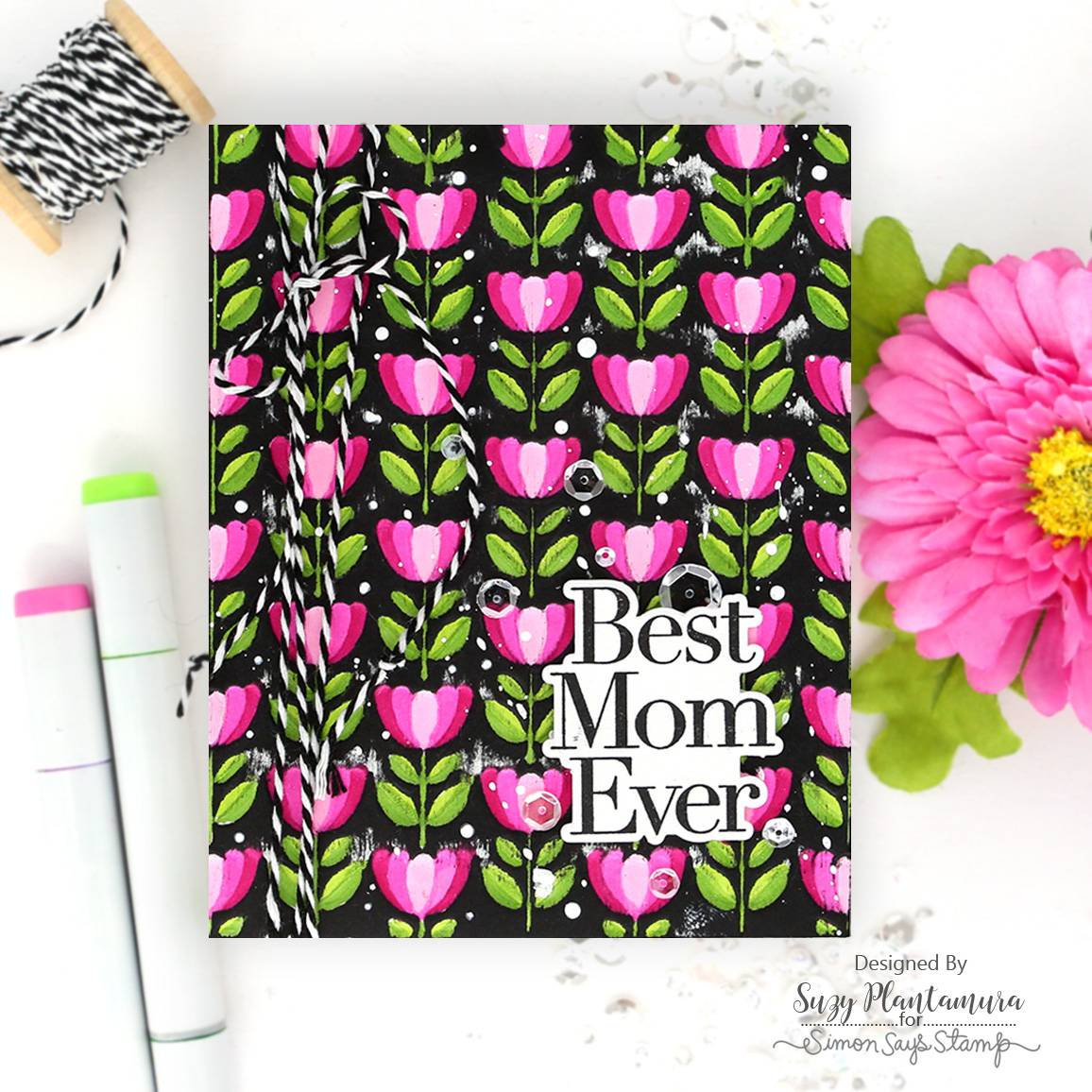 Simon Says Stamp Embossing Folder Everlasting Flowers sf623 In My Heart Mother's Day Card Suzy Plantamura | color-code:ALT04