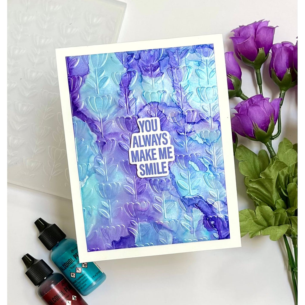 Simon Says Stamp Embossing Folder Everlasting Flowers sf623 In My Heart You Make Me Smile Card | color-code:ALT03
