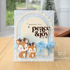 Simon Says Stamp Embossing Folder Fable Snowy Deer sf658 Beth Opel Two Sweet Deer Christmas Card with Light Blue Bow