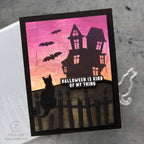 Simon Says Stamp Embossing Folder Fenceline Cat sf664 Cathy Zielske Spooky Sky Halloween Card