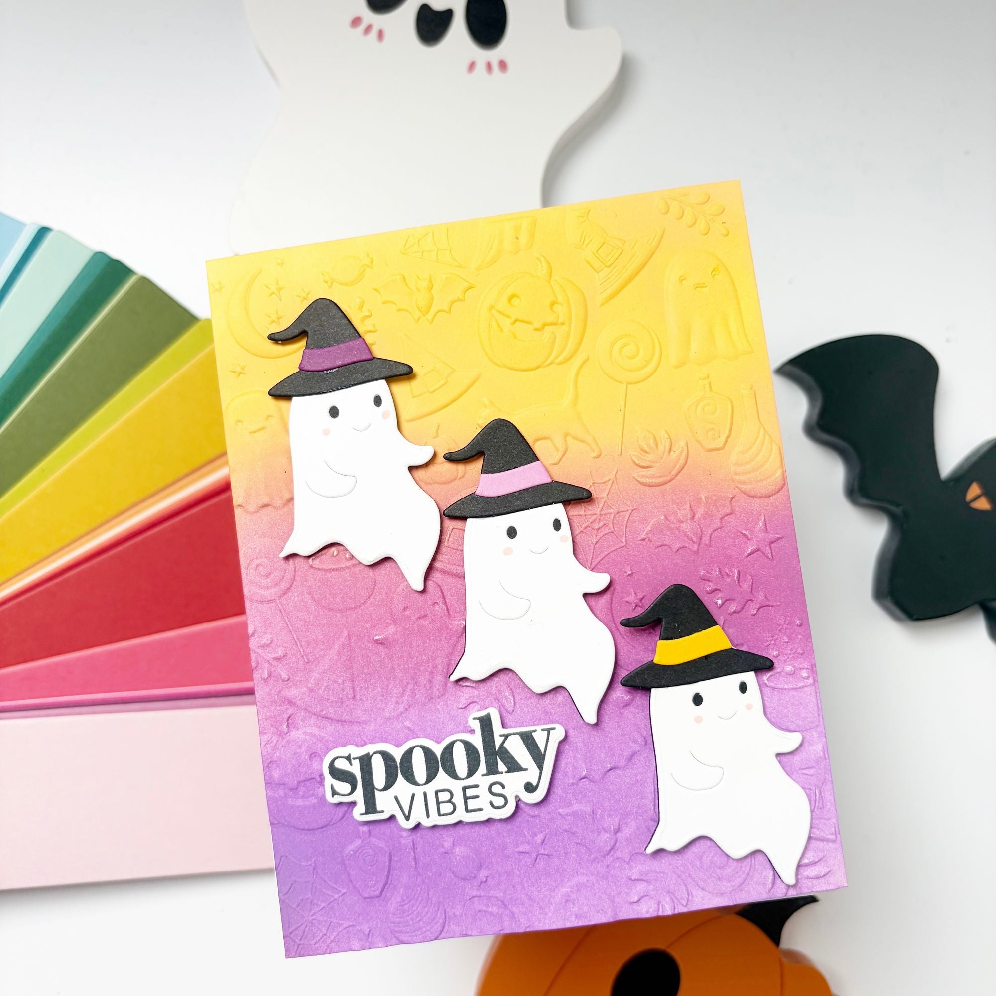 Simon Says Stamp Embossing Folder Halloween Collage sf662 Stamptember Simeen Batra Spooky Vibes Card