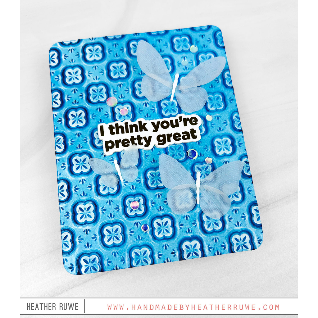 Simon Says Stamp Embossing Folder Margot Tile sf317 Blue Friend Card Heather Ruwe | color-code:ALT06