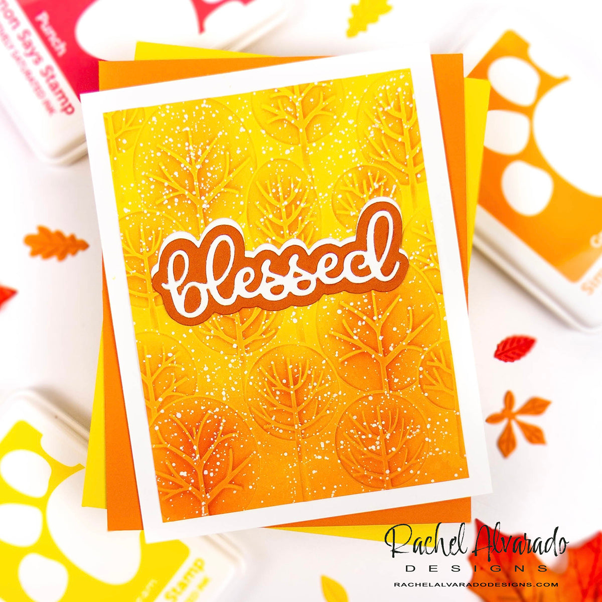 Simon Says Stamp Embossing Folder Mod Forest sf493 STAMPtember Blessed Card Rachel Alvarado