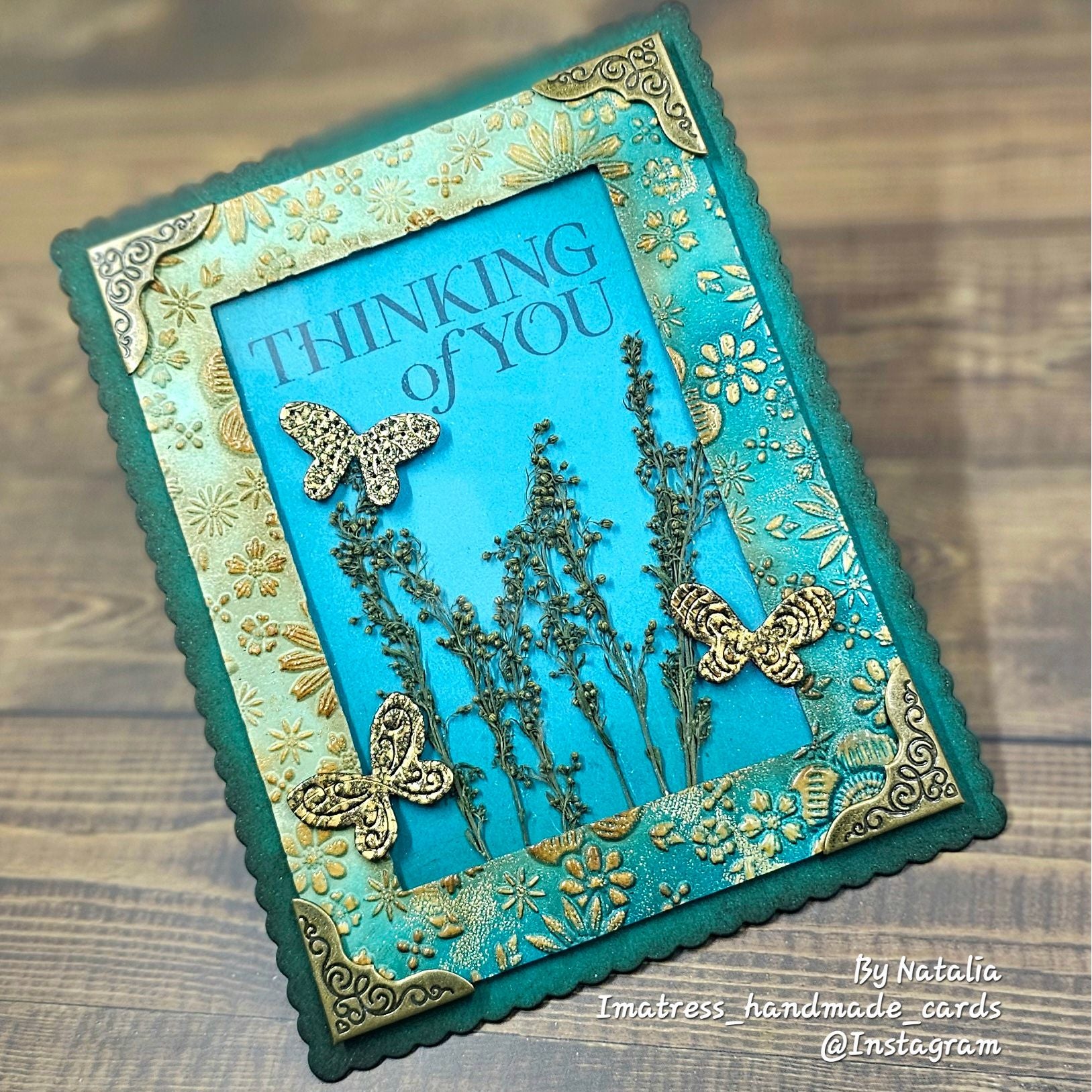 Simon Says Stamp Embossing Folder Mythic Blooms sf574 Always There Gilded Thinking of You Card Natalia Alton