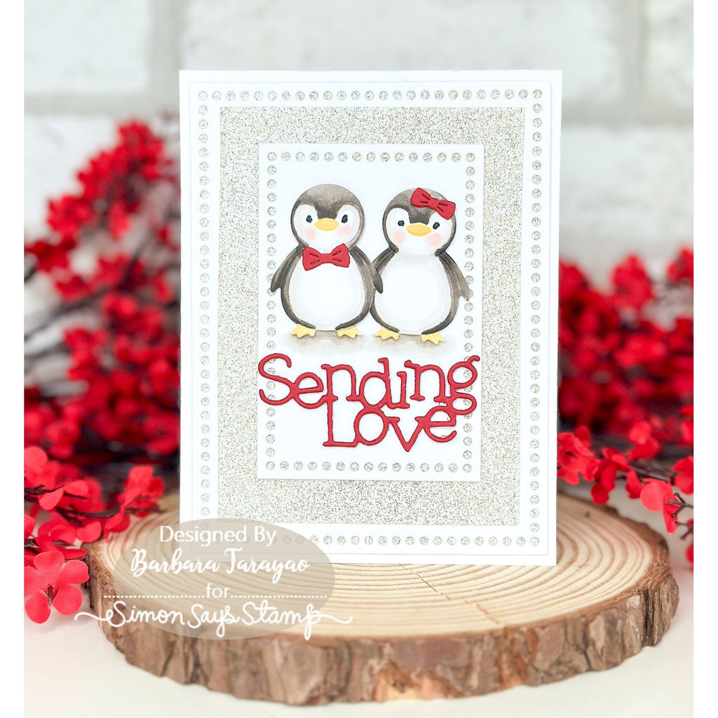Simon Says Stamp Embossing Folder Penguin Pals sf625 Barbara Tarayao Cute Couple Love Card