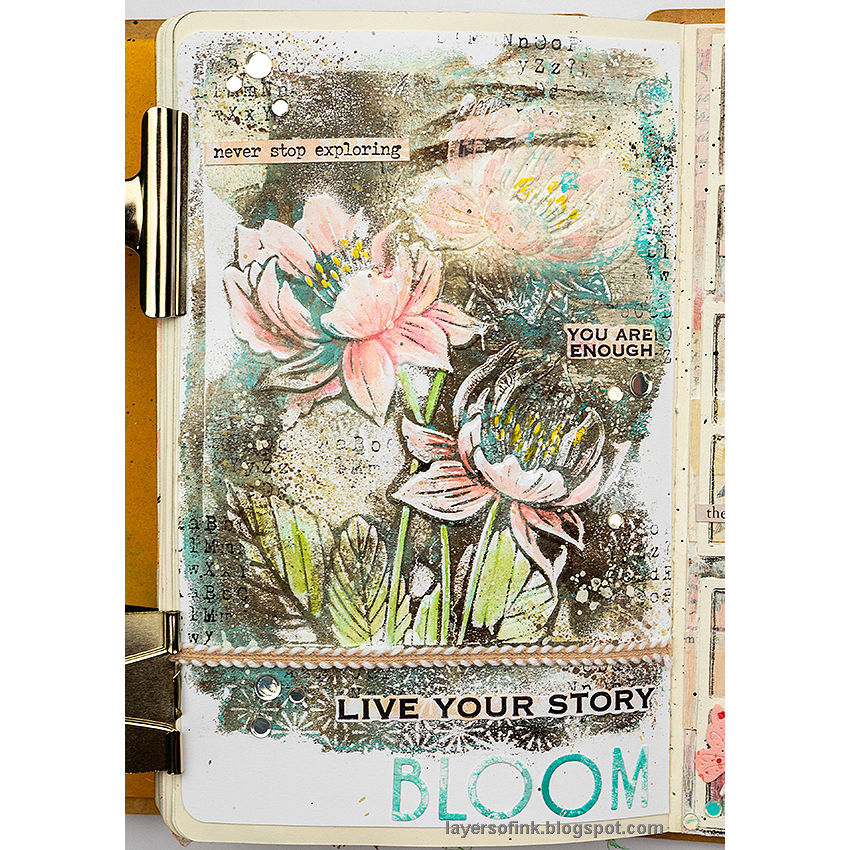 Simon Says Stamp Embossing Folder Peony Trio sf605 Shine On Anna-Karin Evaldsson Floral Art Journal Page | color-code:ALT04