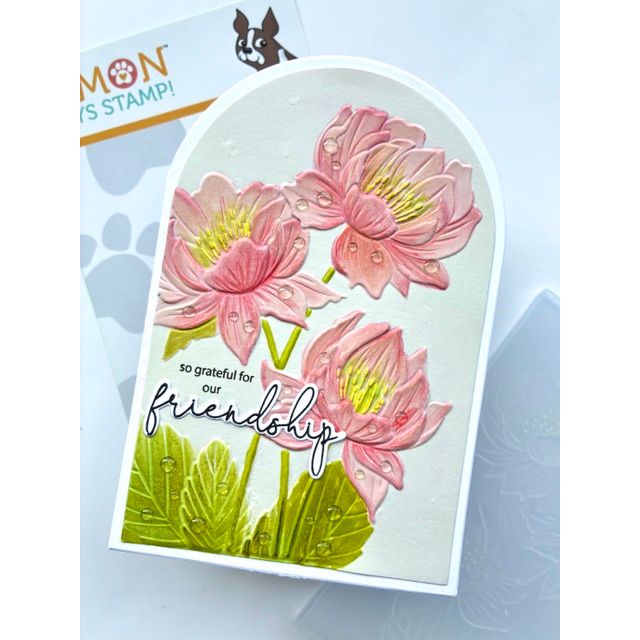 Simon Says Stamp Embossing Folder Peony Trio sf605 Shine On Friend Card with Flowers Adriana Arminio
