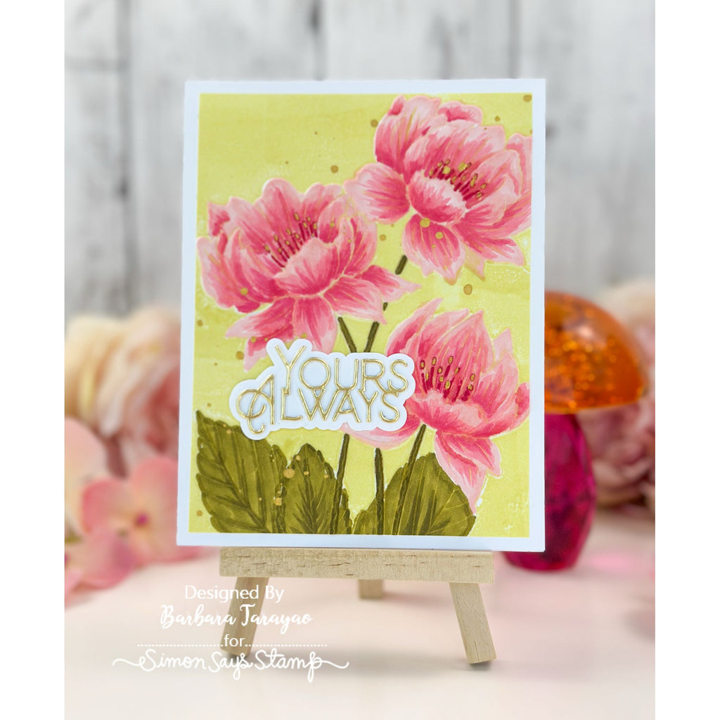 Simon Says Stamp Embossing Folder Peony Trio sf605 Shine On Yours Always Flowers Card Barbara Tarayao