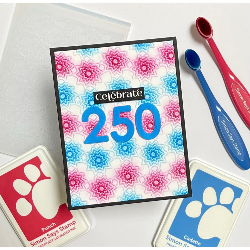 Simon Says Stamp Embossing Folder Presto Pop sf578 Shine On America 250 Card Barb Engler