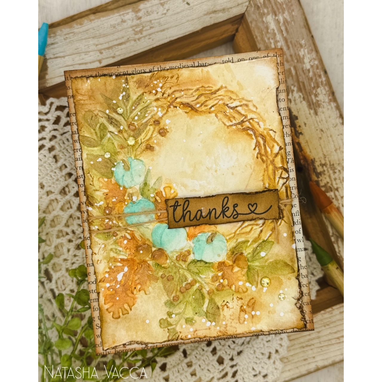 Simon Says Stamp Embossing Folder Pumpkin Wreath sf667 Stamptember Natasha Vacca Thanksgiving Card