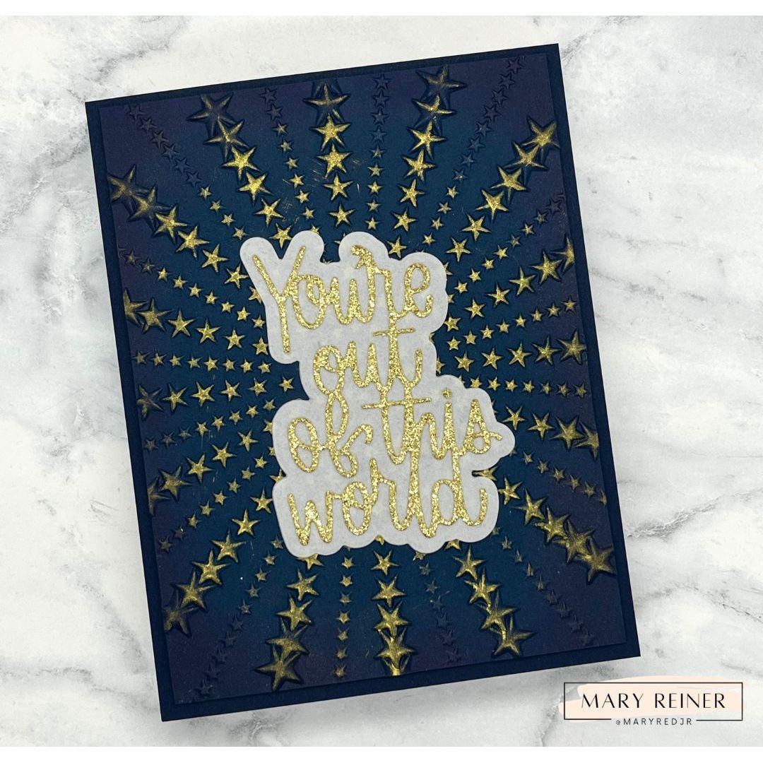 Simon Says Stamp Embossing Folder Star Champion sf590 Always There Out of this World Card Mary Reiner