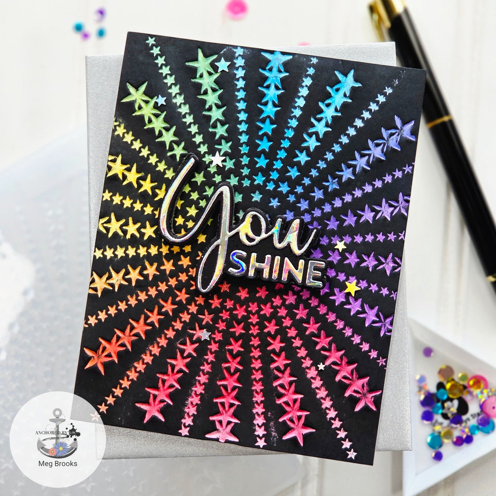 Simon Says Stamp Embossing Folder Star Champion sf590 Always There You Shine Card Meg Brooks