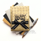 Simon Says Stamp Embossing Folder Tessellating Snowflakes sf344 Sweetheart Susan R. Opel Black and Gold New Year Card | color-code:ALT07