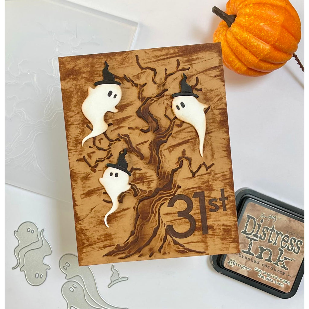 Simon Says Stamp Embossing Folder Twisted Tree sf636 Stamptember Barb Engler Ghostly Halloween Card