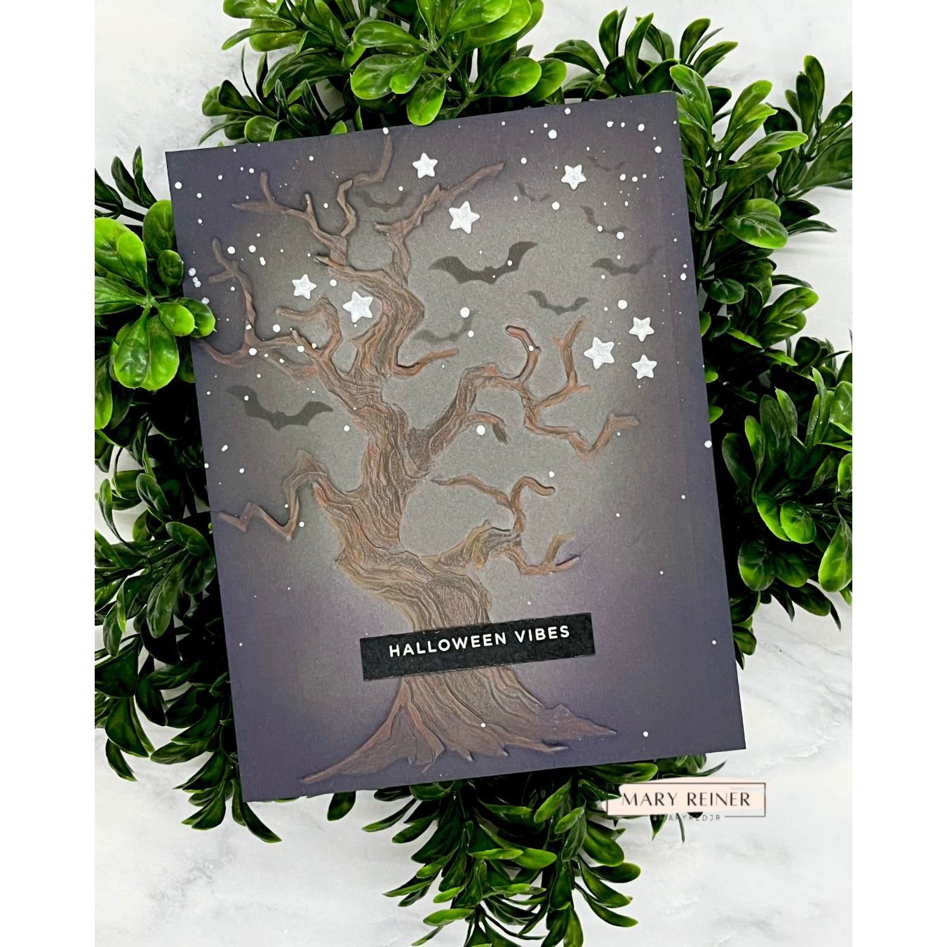Simon Says Stamp Embossing Folder Twisted Tree sf636 Stamptember Mary Reiner Ghostly Halloween Card