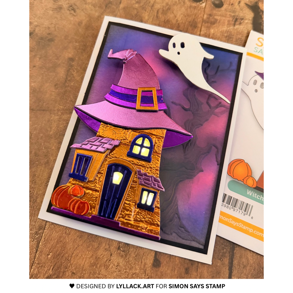Simon Says Stamp Embossing Folder Twisted Tree sf636 Stamptember Thaís Carvalho Halloween Card