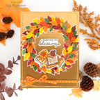 Simon Says Stamp Embossing Folder Verdant Wreath sf643 Counting my Blessings Card Fall Cozy Suzy Plantamura