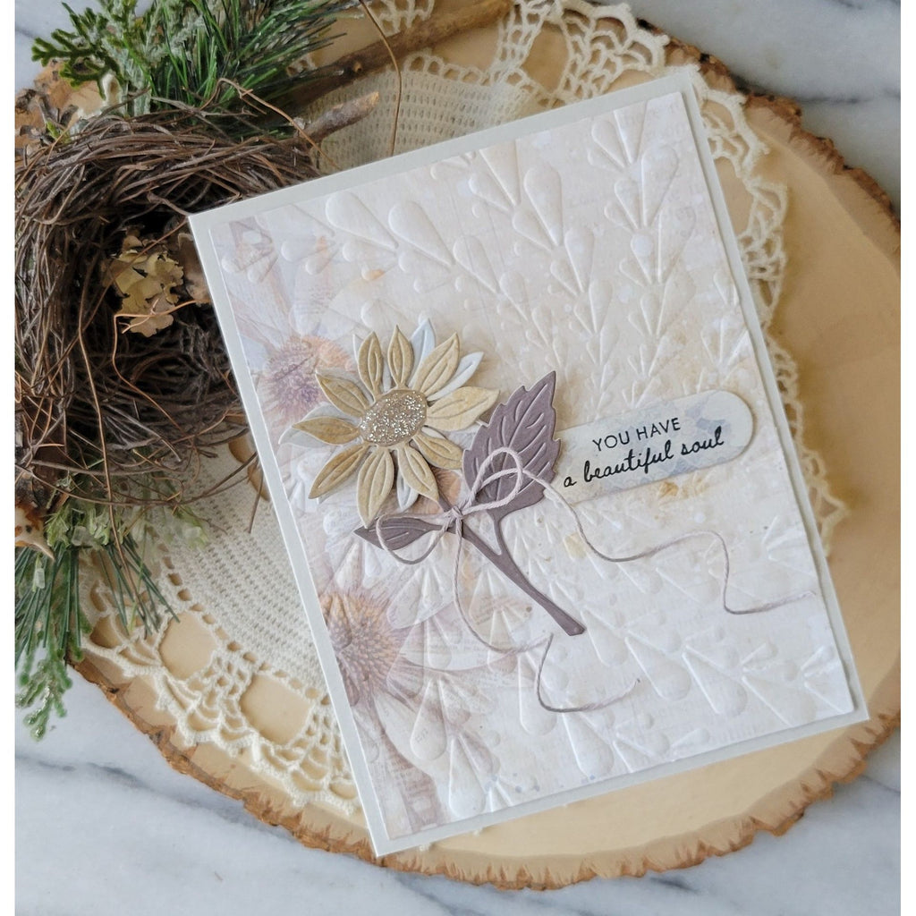 Simon Says Stamp Embossing Folder Whirlpool Spinner sf591 Every Happiness Rosemary Dennis Soft Neutral Beautiful Soul Card